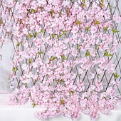 abordables Plantes et Fleurs Artificielles-sakura rotin simulation fleur soie forme de fleur décoration de mariage décoration de lieu de maison, fausses fleurs pour mariage arc mur de jardin fête à la maison hôtel bureau arrangement décoration