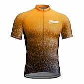 abordables Maillots pour hommes-Homme Maillot Velo Cyclisme Manche Courte Cyclisme Maillot Top avec 3 poches arrière VTT Vélo tout terrain Vélo Route Respirable Séchage rapide Evacuation de l&#039;humidité Bandes Réfléchissantes Jaune