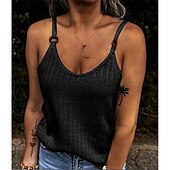 abordables Débardeurs et camisoles femme-Débardeur sans manches de sortie pour femmes haut décontracté col en V vacances du week-end noir blanc rose vin violet