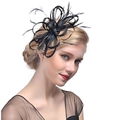 levne Fascinátory-Fascinátory Klobouky Doplňky do vlasů Organza Polyester / polyamid Kbelík Večírek Dovolená Retro styl S Štras Přílba Pokrývky Hlavy