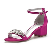 abordables Semi-formel-sandales de mariage à talon carré ornées de strass blancs et bleus pour femmes avec bride à la cheville - chaussures de mariée et de soirée élégantes et confortables à talon bas