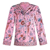 preiswerte Boho Tops-Damen Hemd Bluse Gelb Rosa Pudriges Rosa Graphic Blumen Taste Bedruckt Langarm Täglich Festtage Vintage Boho Strassenmode Rundhalsausschnitt Standard Boho S