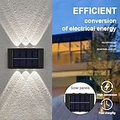 economico Applique per esterni-Lampada Da Parete Solare Con Luce Su E Giù 6 Led Per Esterni Impermeabile Cortile Illuminazione Per Esterni Villa Muro Recinzione Portico Illuminazione Decorazione Luci Solari Da Parete Per Lavaggio