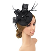 levne Fascinátory-fascinators kentucky derby klobouk pokrývka hlavy polyester / polyamid kbelík klobouk krabička na tablety klobouk dovolená melbourne cup koktejl královský astcot s aplikacemi z peří pokrývka hlavy