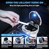 levne Organizéry do auta-popelník do auta přenosný bling cigaretový bezdýmný držák na láhev s modrým LED indikátorem autodoplňky pro ženy ideální pro auto domů a do kanceláře 1ks