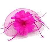 levne Fascinátory-Fascinátory Klobouky Doplňky do vlasů Organza Polyester / polyamid Kbelík Večírek Dovolená Retro styl S Peří Přílba Pokrývky Hlavy