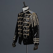 preiswerte Oberteile-Retro Vintage Rokoko Mittelalterlich Maskerade Anzüge &amp; Blazer Blazer mit Reverskragen Prinz Aristokrat Pailletten Pailletten Kostüm Herren Halloween Karneval Maskerade Party-Abendmode Abschlussball
