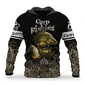 abordables Sudaderas con capucha para hombre-Hombre Graphic Animal Sudadera Sudaderas Sudadera Manga Larga Sudadera con capucha Con Capucha Ropa de calle Impresión 3D Deporte Diario Caqui claro. Negro Estampado Primavera &amp; Otoño Diseñador