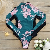 preiswerte Hautausschlagswächter-Damen Anti UV Badeanzug UV-Schutz UPF50+ Atmungsaktiv Langarm Spandex Bodysuit Badeanzug Reißverschluß vorne Schwimmen Surfen Strand Wassersport Sommer Frühling