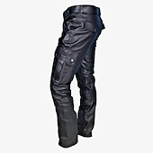 abordables pantalones casuales-Hombre Pantalones Pantalones de piel sintética Pantalones casuales Multi bolsillo Color sólido Club nocturno Ropa de calle Moda Negro Rojo