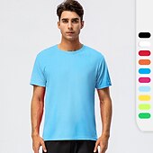 Недорогие Мужские повседневные футболки-Муж. С короткими рукавами Вырез под горло Лето Однотонный Атлетический Черный Белый Желтый Футболка для мужчин