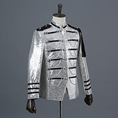 preiswerte Oberteile-Retro Vintage Rokoko Mittelalterlich Maskerade Anzüge &amp; Blazer Blazer mit Reverskragen Prinz Aristokrat Pailletten Pailletten Kostüm Herren Halloween Karneval Maskerade Party-Abendmode Abschlussball