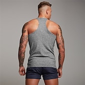 billiga Gym-toppar-Herr Linne Undertröjor Ärmlös tröja Wifebeater skjorta Ärmlös Rund hals Sommar Slät Sport Mode Lättvikt Semester Ledigt Helgdag Svart Vit Rubinrött Topp t-shirt för män