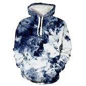baratos Estampa animal-Homens Gráfico Tintura Tie Dye Moletom Moletons Roupa de rua Designer Manga Longa Com Capuz Diário Final de semana Streetwear Amarelo Rosa Imprimir Bolso frontal Primavera &amp; Outono Designer