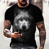baratos Camisetas com estampa animal-Homens Gráfico Lobo Camiseta Manga Curta Camiseta Impressão 3D Gola Redonda Camisa Designer Clássico Casual Diário Esportes Final de semana Preto Cinzento Verão Roupa S M L XL XXL 3XL 4XL