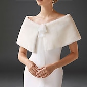 cheap Faux Fur Wraps-Shawl &amp; Wrap Faux Fur Wraps Shawls Women&#039;s Wrap Bolero Pure Elegant Sleeveless Faux Fur Wedding Wraps With Pure Color For Event / Party Fall &amp; Winter
