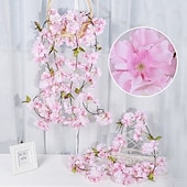 abordables Plantes et Fleurs Artificielles-sakura rotin simulation fleur soie forme de fleur décoration de mariage décoration de lieu de maison, fausses fleurs pour mariage arc mur de jardin fête à la maison hôtel bureau arrangement décoration