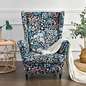 baratos Tampa da poltrona e capa de cadeira sem braço-Cadeira de asa capa de tecido spandex capas de sofá poltrona de asa com uma capa de almofada de assento protetor de móveis de padrão floral para sala de estar
