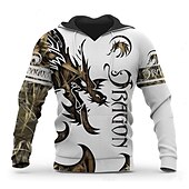 cheap Men&#039;s 3D Hoodies-Men&#039;s Graphic Animal Hoodie Hoodies Sweatshirt Hoodie Long Sleeve Hooded Sweatshirt Hooded Streetwear 3D Print Sports &amp; Outdoor Daily Black And White Light Khaki. Print Spring &amp;  Fall Designer