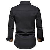 voordelige strijkvrije overhemden voor heren-Voor heren Overhemd Shirt met kraag Overhemd met knopen Luipaard Bruiloft Dagelijks Zwart Wit Marineblauw Lange mouw Alle seizoenen Kleding