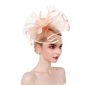 cheap Fascinators-Fascinators Hats Headwear Organza Polyester / Polyamide Bucket Hat Party / Evening Holiday Vintage Style With Feather Headpiece Headwear