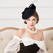 billige Fascinatorer-Fascinatorhatter Hodeplagg Ull Skålformet Hatt Bryllup Hesteveddeløp Damenes Dag Cocktail Elegant Med Hodeplagg Hodebekledning kle deg å imponere Veddeløpsdag Kjole
