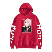 tanie Grafika postaci z kreskówek i filmów-Darling in the Franxx Zero Two 02 Bluza z Kapturem Anime Kreskówka Anime Harajuku Graficzny Kawaii Na Dla par Męskie Damskie Dla dorosłych Powrót do szkoły Tłoczenie na gorąco