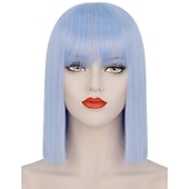economico Parrucche di Carnevale-parrucca rossa delle donne breve parrucca bob rossa con la frangetta aspetto naturale parrucca sintetica morbida parrucca carina festa cosplay halloween parrucche da 12 pollici festa di natale