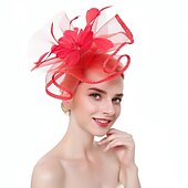 cheap Fascinators-Fascinators Hats Headwear Organza Polyester / Polyamide Bucket Hat Party / Evening Holiday Vintage Style With Feather Headpiece Headwear