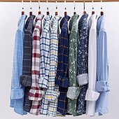 voordelige oxford-overhemden voor heren-Voor heren Overhemd Button-down overhemd Shirt met kraag Oxford overhemd Schotse ruit Bruiloft Casual A B F G Lange mouw Alle seizoenen Kleding