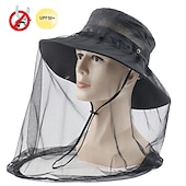 cheap Outdoor Headwear-Men&#039;s Women&#039;s Sun Hat Hiking Hat Mosquito Head Net Hat 1 pcs Summer Outdoor Portable Anti-Mosquito Anti-Eradiation Comfortable Patchwork Polyester Army Green Khaki Dark Gray for Fishing