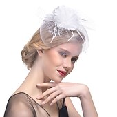 levne Fascinátory-Fascinátory Klobouky Doplňky do vlasů Organza Polyester / polyamid Kbelík Večírek Dovolená Retro styl S Peří Přílba Pokrývky Hlavy
