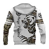 economico Pattern 3D-Per uomo Grafico Animale Blocco di colori Felpa con Cappuccio Felpe con cappuccio Felpa Streetwear Designer Casual Grande e Alto Manica Lunga Con Cappuccio Sport &amp; Outdoor Quotidiano Rosa Rosso Verde