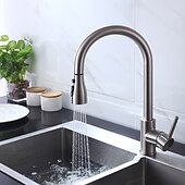 billige Kjøkkenkraner-kjøkkenkran - enkelthåndtak ett hull krom / nikkelbørstet / galvanisert uttrekkbar / nedtrekkbar / standard tutsentersett moderne moderne kjøkkenkraner