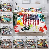 cheap Duvet Cover Sets-3D Street Art Graffiti Series Print Duvet Cover Bedding Sets Comforter Cover with 1 Print Duvet Cover or Coverlet，2 Pillowcases for Double/Queen/King