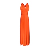 baratos Vestidos para Madrinhas-vestido de dama de honra linha a decote halter / decote em v sem mangas conversível infinito comprimento do chão elastano com faixa / fita / pregas vestido para impressionar 2025