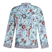 preiswerte Boho Tops-Damen Hemd Bluse Gelb Rosa Pudriges Rosa Graphic Blumen Taste Bedruckt Langarm Täglich Festtage Vintage Boho Strassenmode Rundhalsausschnitt Standard Boho S