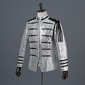 preiswerte Oberteile-Retro Vintage Rokoko Mittelalterlich Maskerade Anzüge &amp; Blazer Blazer mit Reverskragen Prinz Aristokrat Pailletten Pailletten Kostüm Herren Halloween Karneval Maskerade Party-Abendmode Abschlussball