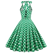 halpa Mekot-naisten 1950-luvun audrey hepburn riimu keinu mekko 100 % puuvillaa flare mekko retro vintage gingham check päivittäiset vaatteet teekutsut rento päivittäinen hihaton istuvuus&amp;amp; soihduttava mekko