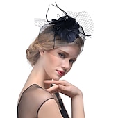 levne Fascinátory-Fascinátory Klobouky Doplňky do vlasů Organza Polyester / polyamid Kbelík Večírek Dovolená Retro styl S Peří Přílba Pokrývky Hlavy