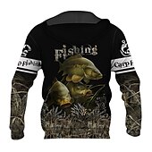 abordables Sudaderas con capucha para hombre-Hombre Graphic Animal Sudadera Sudaderas Sudadera Manga Larga Sudadera con capucha Con Capucha Ropa de calle Impresión 3D Deporte Diario Caqui claro. Negro Estampado Primavera &amp; Otoño Diseñador