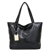 abordables Cabas et fourre-tout-Femme Fourre-tout faux cuir du quotidien Fermeture Couleur unie Argent Noir Dorée