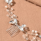 billige Bryllupshodeplagg-Hårkammer Hodepryd Hodepryd Legering Bryllup Spesiell Anledning Bryllupsbrud Med Imitasjon Perle Krystaller  Rhinestones Hodepryd Hodeplagg kle deg å imponere