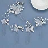 voordelige Bruiloft Zendspoel-Kukat Hoofdtooi Helm Legering Bruiloft Speciale gelegenheden  Bruiloft Bruids Met Imitatieparel Bloem Helm Hoofddeksels