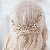 billige Bryllupshodeplagg-Hårkammer Hodepryd Hodepryd Legering Bryllup Spesiell Anledning Bryllupsbrud Med Imitasjon Perle Krystaller  Rhinestones Hodepryd Hodeplagg kle deg å imponere