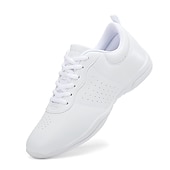 preiswerte Tanz-Sneaker-Tanz-Sneakers aus weißem Kunstleder für Damen, Herren und Kinder, leichte Schnürschuhe mit rutschfester Sohle, perfekt für Jazz, Hip-Hop und Gesellschaftstanz