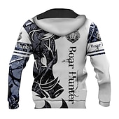 cheap Men&#039;s 3D Hoodies-Men&#039;s Graphic Animal Hoodie Hoodies Sweatshirt Hoodie Long Sleeve Hooded Sweatshirt Hooded Streetwear 3D Print Sports &amp; Outdoor Daily Black And White Light Khaki. Print Spring &amp;  Fall Designer