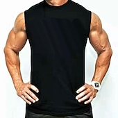 お買い得  ランニングTシャツとタンクトップ-男性用 ランニングタンクトップ ワークアウト用タンクトップ ノースリーブ Tシャツ スポーツ コットン 高通気性 吸汗性 ソフト ランニング アクティブトレーニング ウォーキング スポーツウェア アクティブウェア ソリッド ブラック ホワイト イエロー