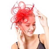 levne Fascinátory-Retro styl Elegantní Organza / Polyester / polyamid Fascinátory / Klobouky / Doplňky do vlasů s Peří / Imitace perel / Aplikace Jeden díl Večírek / Dovolená Přílba