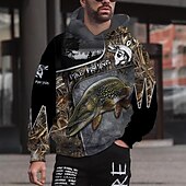 abordables Sudaderas con capucha para hombre-Hombre Graphic Animal Sudadera Sudaderas Sudadera Manga Larga Sudadera con capucha Con Capucha Ropa de calle Impresión 3D Deporte Diario Caqui claro. Negro Estampado Primavera &amp; Otoño Diseñador